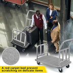 Gilprop Hotel Luggage Cart Bellman's Cart Rectangular Steel Deluxe Platform Truck Holds 850lbs of Luggage (Grey)