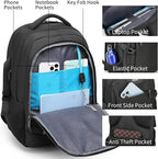 DUSLANG Anti-Theft Laptop Backpack, Black, 15.6-14-13 Inch Laptop Sleeve, USB Charging Port