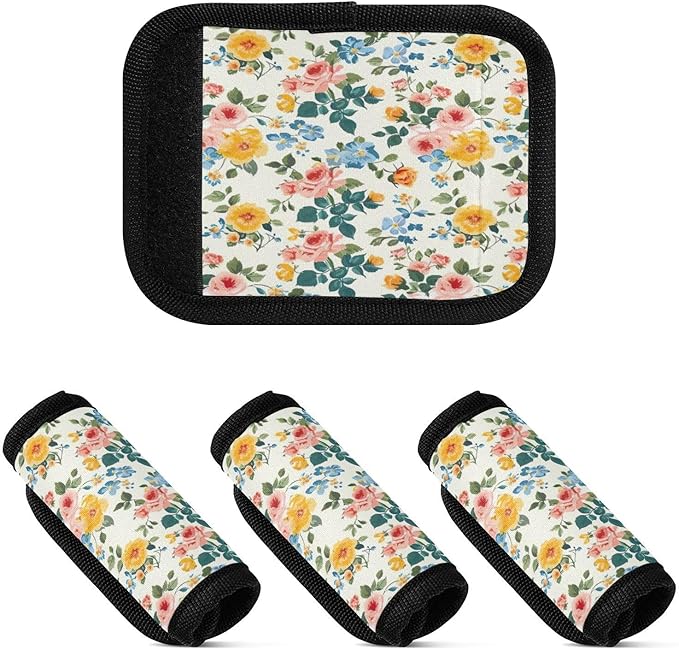 Qilmy Fresh Style Floral Fragments Luggage Handle Wrap 2Pack Luggage Identifiers Tag Comfort Handle Grips Cover for Stroller Suitcase Bag Airplane Travel Accessories1559