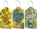Rimilak 3 Pcs PU Leather Luggage Tags for Suitcase, Travel Cruise Luggage Tag with Privacy Flap, Name ID Label and Metal Loop for Women Men Baggage Handbag School Bag Backpack, Flower Vase
