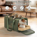 Petsfit 19x12x12 Pet Carrier for Large Cats (up to 20 lbs), Soft-Sided Small Dog Travel Carrier, Upgraded with Patented Buckle and Soft Padding, Ideal for Car Road Trips Green