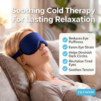 3D Cooling Gel 6oz Weighted Eye Mask for Sleeping & Screen Fatigue Relief, Ice Cold Compress Sleep Mask for Migraines, Headaches & Eye Strain, 100% Blocking Contour Eye Mask for Better Rest, Blue