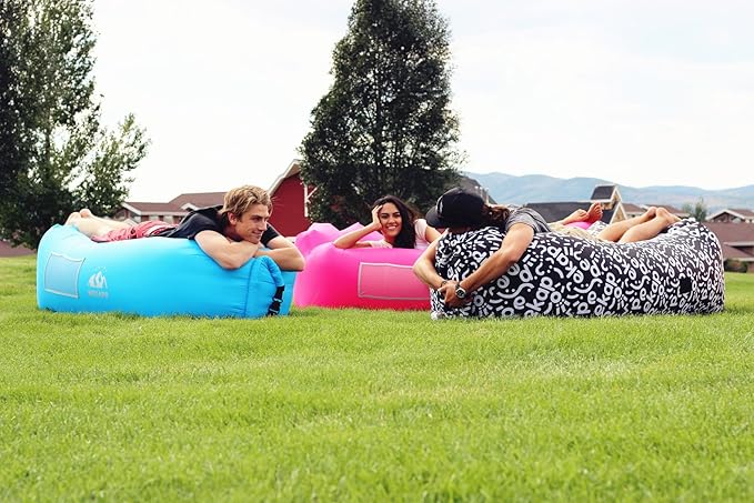WEKAPO Inflatable Couch Air Lounger Chair - Camping & Beach Accessories, Portable Blow up Sofa for Hiking, Lawn, Indoor/Outdoor Movies & Music Festivals. Lightweight and Easy to Set Up Air Hammock
