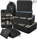 8 Set Packing Cubes for Travel,Suitcase Organizer Bags for Luggage with Shoe & Hanging Toiletry Bag, Vacation Essentials & Accessories for Cruise Ship, Airplane Must-Have,Road Trip & Camp Gifts(Black)