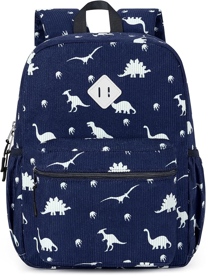 STEAMEDBUN Corduroy Kids Backpack for Boys Girls 3-8, Boys Backpack for Elementary Kindergarten - Dinosaur