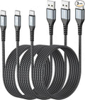 SUNGUY USB to USB C Cable 6FT, 3Pack USB A to USB C Cable 3A Type C Charger Fast Charging Nylon Braided for iPhone 16 15 Pro/Pro Max/Plus, Samsung Galaxy S23/S22/S21, USB C Devices