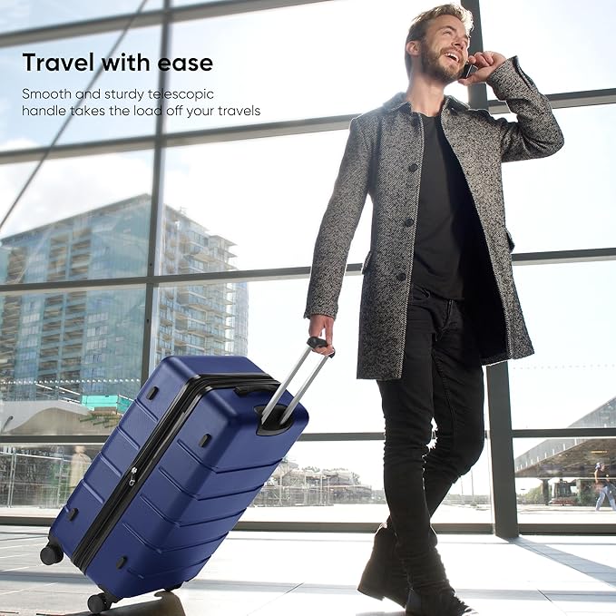 OLIXIS 29 Inch Luggage, Hardside Checked Suitcase with Spinner Wheels, Lightweight ABS Hard Shell Travel Luggage, TSA Approved Lock, Expandable Large Suitcase for Business & Travel–Blue