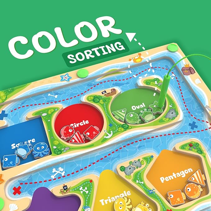 MTYOKILN Magnetic Color & Shape Maze - Montessori Toys for 3 4 5 Year Old, Color and Shape Sorting Toy, Montessori Toys for Kids Boys Girls Gifts Ages3+, Preschool Learning Activities