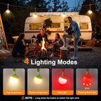 LETMY Rechargeable Camping Lights, 4 Pack Portable Tent Lights with 4 Lighting Modes, 150LM Mini Camping Lantern Waterproof, Only 20g Hanging Tent Lantern for Hiking Power Outages Emergency Kids Gift