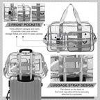 Abbylike Clear Bag Large Heavy Duty Tote for Stadium Events 20" Duffle Transparent Gym Bag for Sport Event Travel Makeup Work