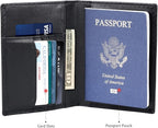 Polare Slim RFID Blocking Leather Passport Holder Travel Bifold Wallet For Men (Carbon Black)