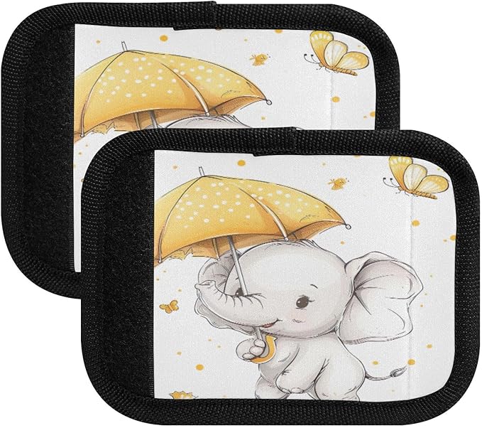 Qilmy Cute Baby Elephant Luggage Handle Wrap 4Pack Luggage Identifiers Tag Comfort Handle Grips Cover for Stroller Suitcase Bag Airplane Travel Accessories2124