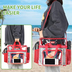 MAY TREE Clear Bag for Stadium Events 12×6×12 Clear Tote Lunch Bag with Reinforced Straps for Work, Sporting Events and Gym, Red
