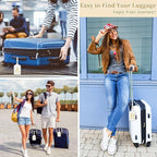 Personalized Initial Luggage Tags for Suitcase TSA Approved, White Leather Cute Luggage Tag with Privacy Cover Name Card, Embroidered Custom Luggage Tags Travel Baggage Tags Gifts for Women Kids(T)