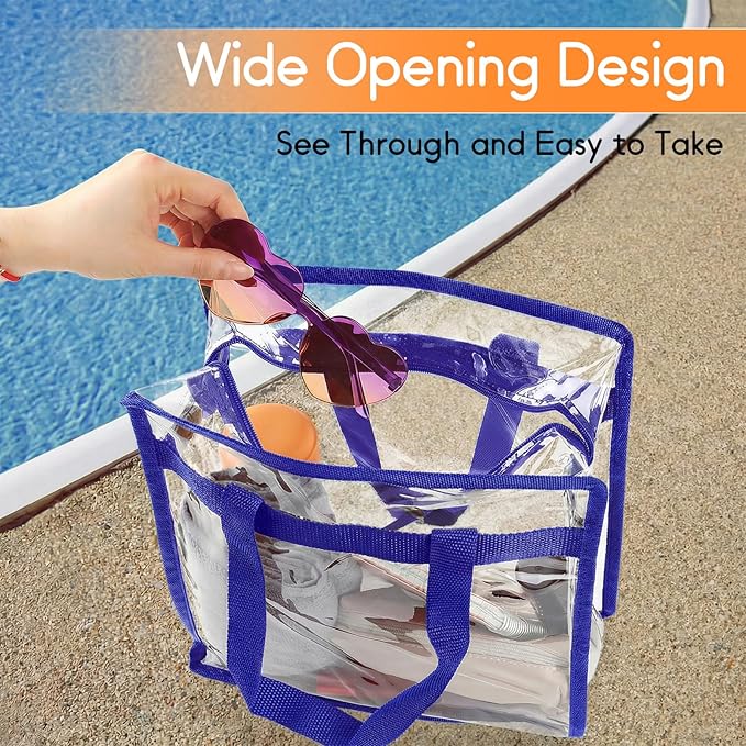 Hoiny Clear Bag for Stadium Events Approved, 12x6x12 Large Transparent Tote Bag with Zipper for Gym Concert Sports Festivals