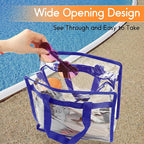 Hoiny Clear Bag for Stadium Events Approved, 12x6x12 Large Transparent Tote Bag with Zipper for Gym Concert Sports Festivals