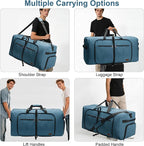 80L EXTRA LARGE Duffle Bag for Travel, 26" Foldable Travel Duffel Bag with Shoe Compartment for Men Women, Waterproof & Tear Resistant (Light Blue, EXTRA LARGE, 80L)
