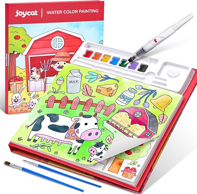 JoyCat Paint with Water Coloring Books for Toddlers, Watercolor Painting Sets for Kids Ages 3-5 4-8, Arts and Crafts Drawing Activities Toy Birthday Gifts for Boys Girls (Farm)