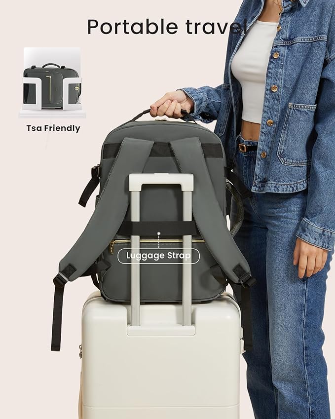 LOVEVOOK 40L Large Travel Backpack for Women, Carry on Backpack Airline Approved, Waterproof Travel Essentials fits 18" Laptop, TSA Personal Item Travels Bag Sports Backpack with 3 Packing Cubes