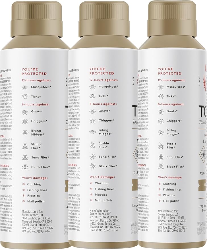 Grand Tongo Fragrance Free Insect Repellent, 12-Hour Mosquito & Tick Protection, Picaridin-Based, Water-Based, Lightweight, Quick-Drying, DEET Alternative, Face & Body Use, 3 Pack