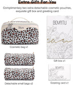 BOYATU Travel Makeup Bags Cosmetic Organizer Bag: 3 Pcs Set Large Capacity Make up Bag with Compartments - Waterproof Leather Toiletry Bags with Handle for Women (B-White)