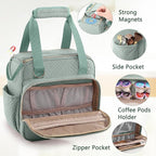 BAGSPRITE Coffee Maker Travel Bag Compatible with Keurig K-Mini Mate, Full Open Carrying Case with Quilted Padded Soft Microfiber, K--Cup Single Serve Coffee Maker Bag with Pod Organizer, Mug Pockets