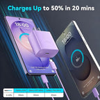 45W Super Fast Charger USB Type C Charger Cord 6.6FT with Android Phone Charger Fast Charging Block for Samsung Galaxy S26/S26 Ultra/S26+/S25/S25 Ultra/S25+/S24/S23/S22/S20/S21/Note 20/Note 10, Purple