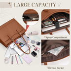 Laptop Bag for Women with Insulated Lunch Compartment 15.6 Inch Pu Leather Work Tote Computer Briefcase Bag for Office