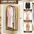 Garment Bags for Hanging Clothes 50” Long, Ultra Clear Suit Bags for Closet Storage, Moving Organization, Travel Covers with 10" Gussets for Coat, Dress, Shirt and Sweater - 2 PCS
