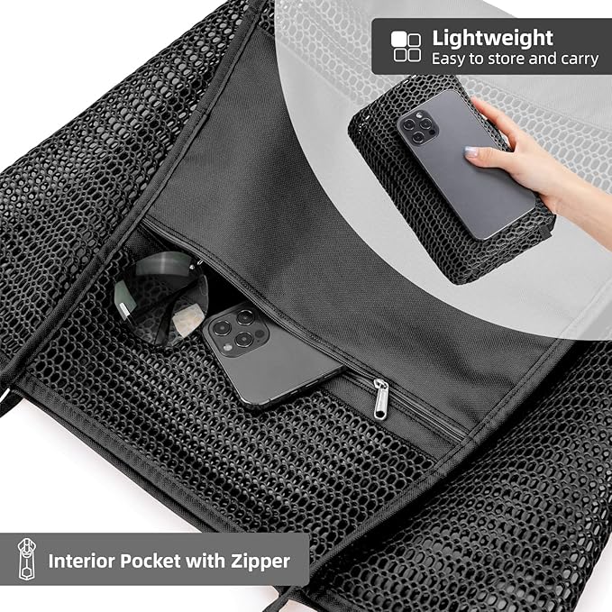 KALIDI Beach Nylon Mesh Tote Bag, Casual Tote Bag Hobo Women Foldable MAX 23L Shoulder Bag For Beach Picnic Vacation