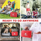 Gevoke 410 Piece Waterproof Hard Shell First Aid Kit for Home, Car, Travel, Camping, Truck, Hiking, Sports, Office, Vehicle & Outdoor Emergencies - Emergency Medical Kits (Red)