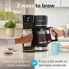 Hamilton Beach 2-Way 12 Cup Programmable Drip Hot and Iced Coffee Maker & Single Serve Coffee Machine, AquaFlow Showerhead, Glass Carafe, Auto Pause and Pour, Black (47500J)