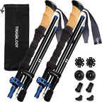 TREKOLOGY Trek-Z Cork Grip Trekking Poles – Lightweight Folding Hiking Poles, Adjustable Height, Compact Travel Design, Aircraft-Grade Aluminum Walking Sticks for Men & Women