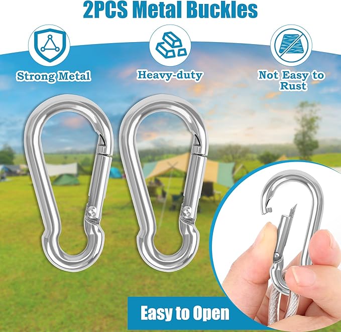 20FT/ 40FT Retractable Travel Clothesline, Adjustable Outdoor Clothesline Drying Clothes Line Laundry for Travel Camping, with Ratchet Pulley/ 2 Screws/ 2 Buckles (Black+Silver, 472, Inches)