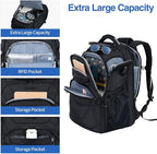 KROSER TSA Friendly Travel Laptop Backpack 18.4 inch XXXL Gaming Backpack Water-Repellent College Daypack Business Backpack with RFID Pockets & USB Port for Men/Women-Black | TSA Friendly
