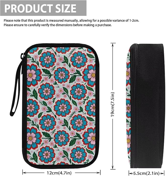 Blue Flowers Electronics Case Portable Electronic Accessories Carry Case Tech Pouch for Cable Cord Charger Phone Earphone Power Bank SD Card Travel Use
