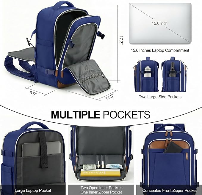 TILYMOL Travel Backpack for Women & Men - 15.6 inch Laptop Backpack Airplane Flight Approved, Large Carry On Anti-theft Bag for Travel Work Business Weekender