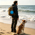 Foldable Dog Travel Bowl with Carabiner Clip, Portable Pet Water Bowl for Hiking Camping Walking, Collapsible Silicone Outdoor Dog Bowl, Space Saving Food & Water Dish for Puppy (Blue)