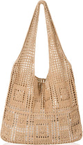 WantGor Crochet Bags, Beach Mesh Tote Bag Womens Shoulder Shopping Handbag Casual Travel Totes Bag Foldable Hobo Bags