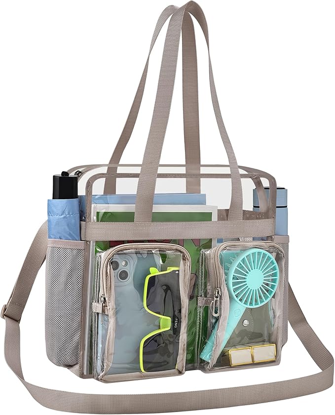 XCU Clear Bag for Stadium Events 12x6x12 Large Clear Tote Bag Transparent Lunch Bag Adjustable Straps for Concert Sports Work