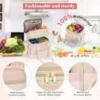 holuxer Insulated Lunch Bag & Lunch Box for Women - Double Deck Reusable Lunch Bag for men Tote Cooler Bag Leakproof Soft Expandable - Large Lunchbox for Work/Adult/Picnic/Outdoor (Pink，15L)