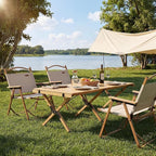 GYMAX 48 Inch Folding Camping Table, Roll-Up Pine Wood Picnic Table with Carry Bag, Portable Lightweight Low Beach Table for BBQ, Party, Backyard Camping