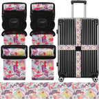 Luggage Straps for Suitcases, Travel Adjustable Belt with Quick Release Buckle, Heavy Duty Nylon Bag Packing Strap, Unique Bright Identifiers Business Travel Accessories (2 Pack) - Flamingo