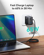 INIU 65W USB C Charger Block, 3-Port GaN Fast Charging Adapter with 100W Cable & Advanced Protection, Foldable Travel Charger for iPhone 17 16 15 Pro Max, iPad, Samsung S26 S25 Ultra, Pixel 10 9 etc