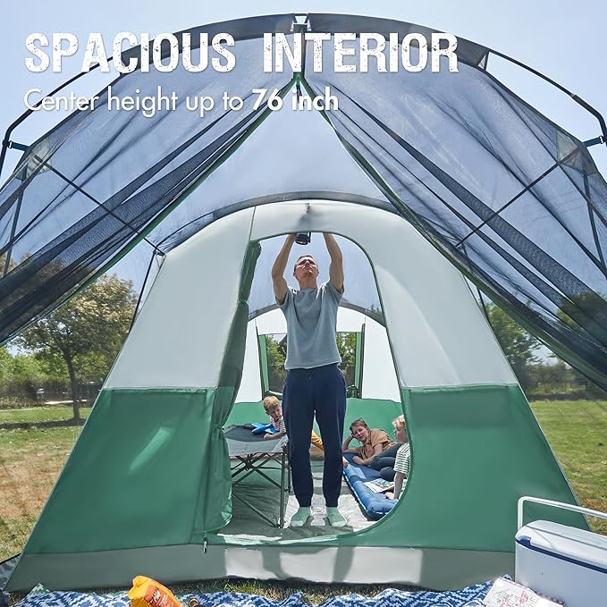 PORTAL 6/8/10 Person Family Camping Tent with Screen Room, Water Resistant Big Tunnel Tents with Rainfly, Large Family Tent for Camping, Outdoor, Patio