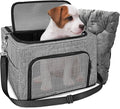 SlowTon Dog Booster Car Seat, Reinforce Metal Frame Safe Pet Car Seat with Seatbelt & Waterproof Pee Pad & Top Cover | Portable Collapsible Puppy Carrier Bag | for Small Dogs Cats (with Soft Pad)