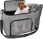 SlowTon Dog Booster Car Seat, Reinforce Metal Frame Safe Pet Car Seat with Seatbelt & Waterproof Pee Pad & Top Cover | Portable Collapsible Puppy Carrier Bag | for Small Dogs Cats (with Soft Pad)