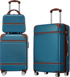 Luggage Sets, 2 Piece Carry on Luggage Set with Travel Bag, 2 Piece Expandable Spinner Hardshell Suitcase with TSA Lock, Back to School Suitcase, Women Men (Blue, 20/24 inch+Cosmetic Case)