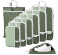 Percover Compression Packing Cubes 8-Piece Set, Packing Cubes Compression for Travel with Laundry Bag & Shoe Bag, Travel Organizer for Carry On & Checked Luggage, Green