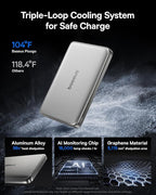 Baseus Picogo Power Bank, 0.5" Ultra Slim 10000mAh MagSafe Portable Charger, Upgraded CCC Certified 27W Fast Charging Magnetic Battery Pack, Alloy Wireless Charger for iPhone 17/16/15/14/13/12